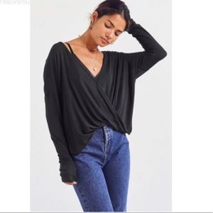 Black low cut wrap top